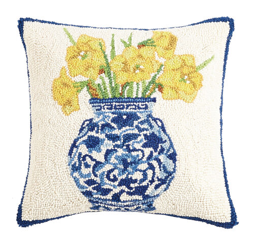 Chinoiserie Vase with Daffodils Pillow