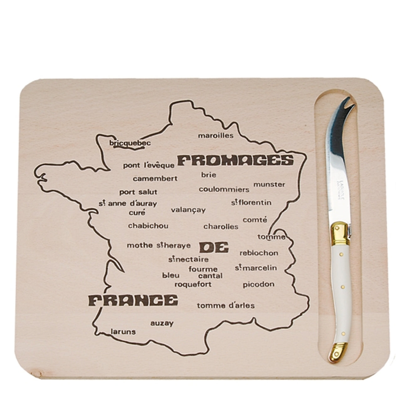 Jean Dubost Map of French Cheeses Cutting Board & Cheese Knife