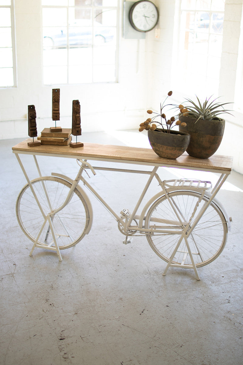 Rustic White Bicycle Table