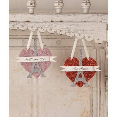 Eiffel Tower Red Heart Ornament