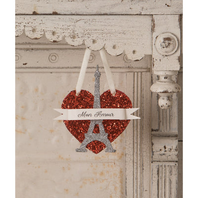 Eiffel Tower Red Heart Ornament