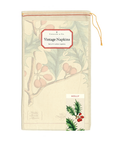 Christmas Holly Vintage Napkins (set of 4)
