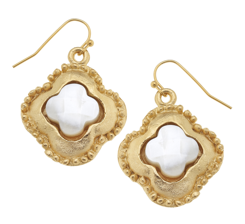 Gold Clover with Mother of Pearl Earrings