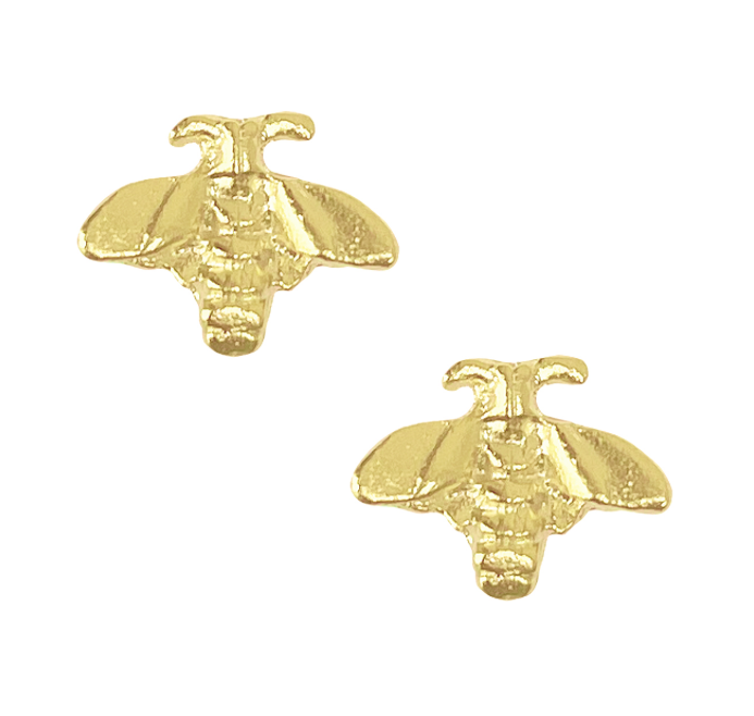 Handcast Mini Gold Bee Stud Earrings