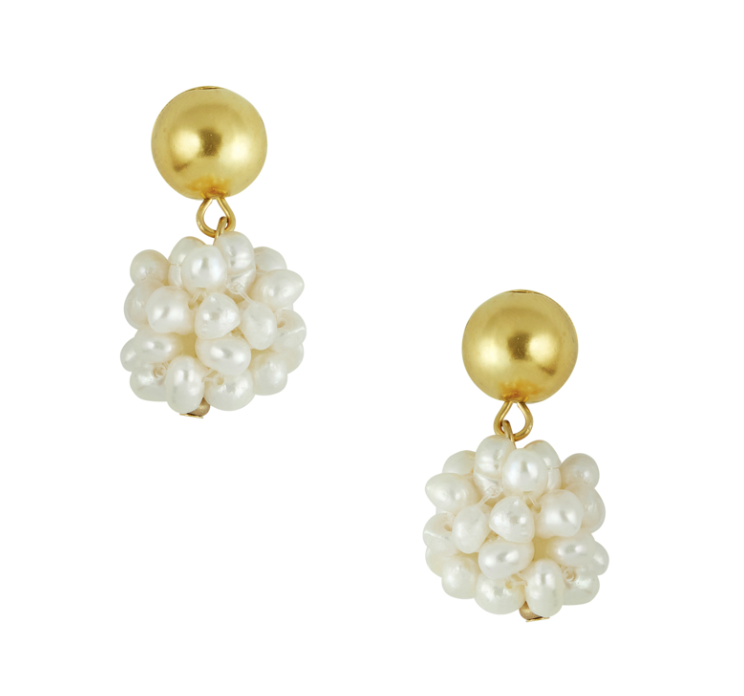 Handcast Gold and Freshwater Pearl Earring