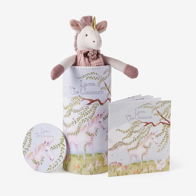 10 " Luna Unicorn Knit Toy and Book Set