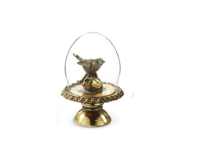 Gold Bird in Dome on Pedestal