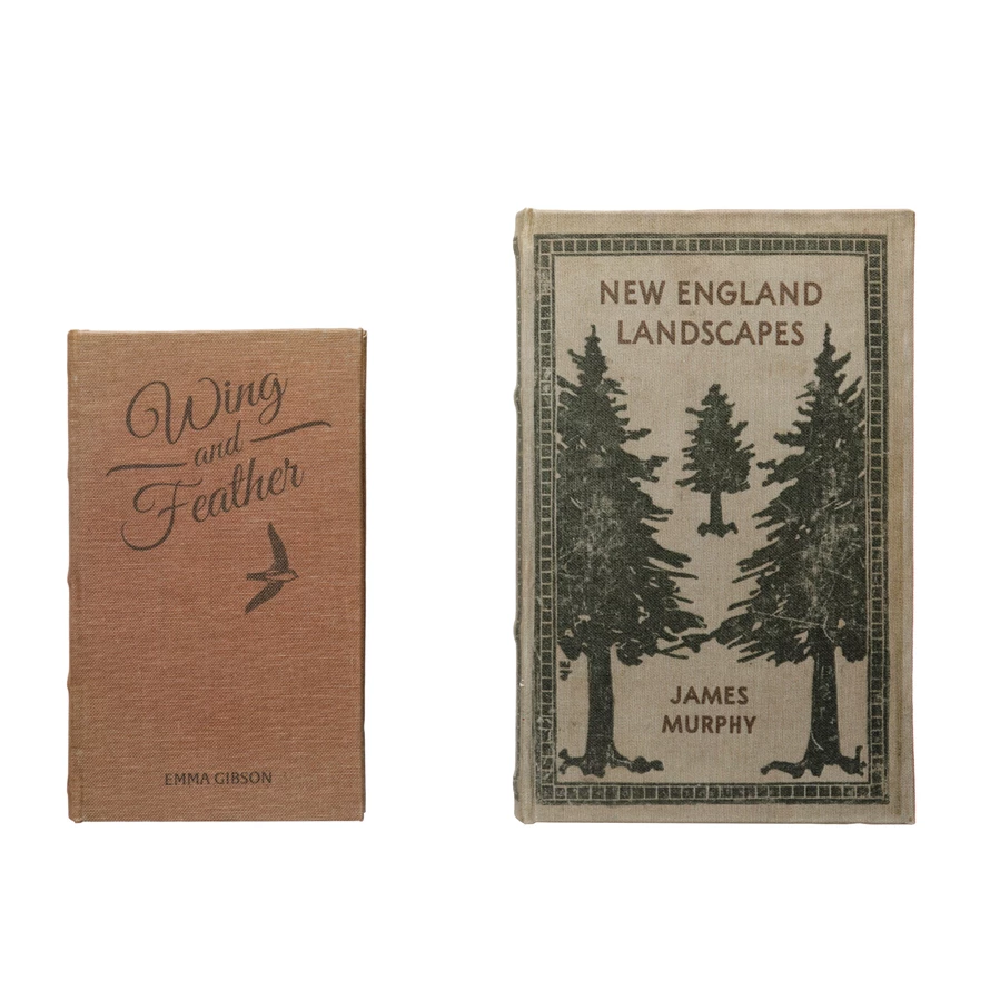 New England Landscape; Wing and Feather Book Storage Boxes