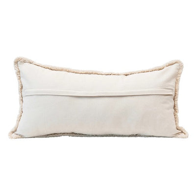Cotton Lumbar Pillow with Rabbit and Fringe