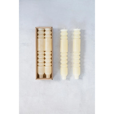 Turned Chair Leg Taper Candles, Unscented Cream