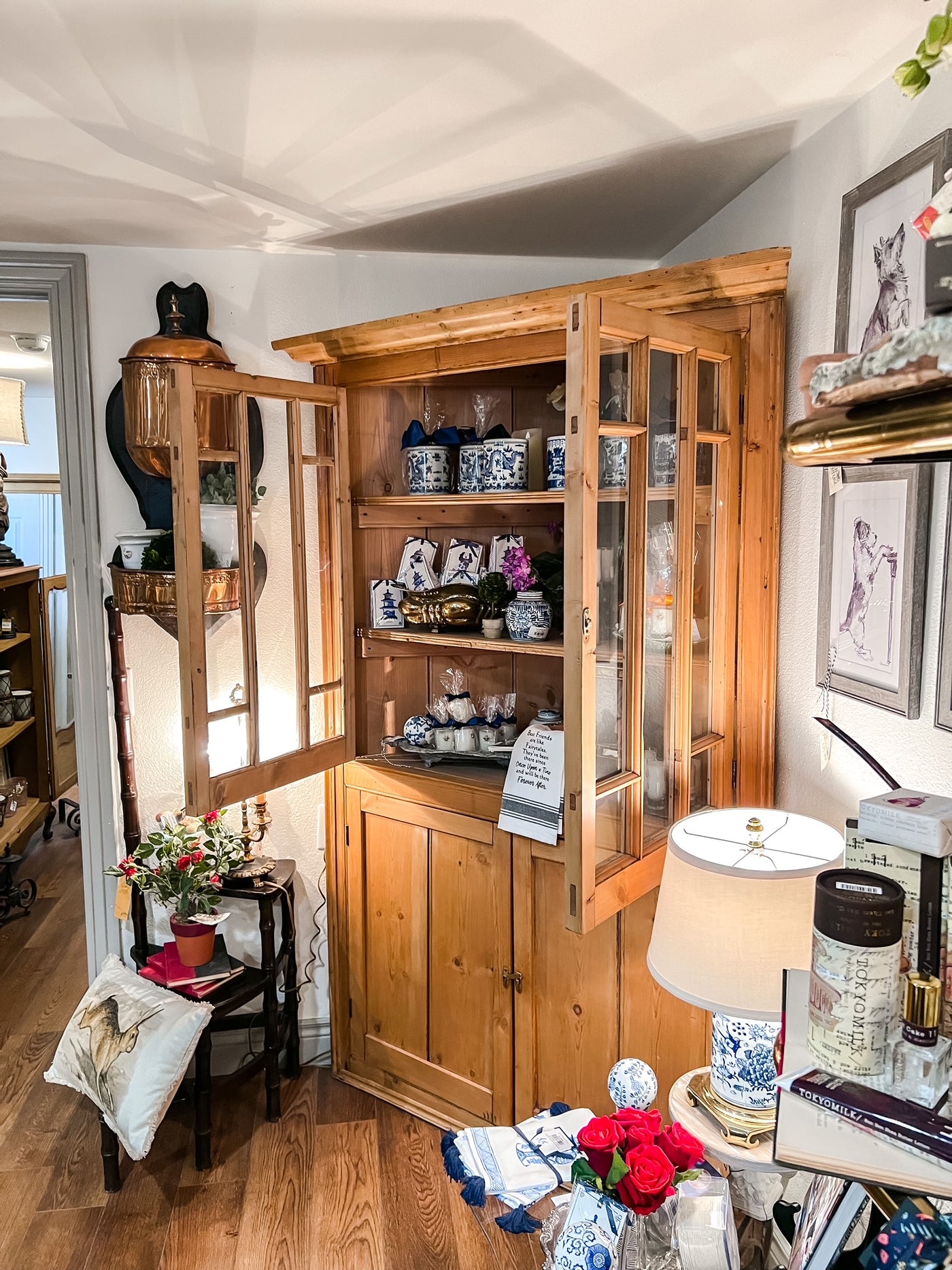 Antique English Pine Corner Cupboard