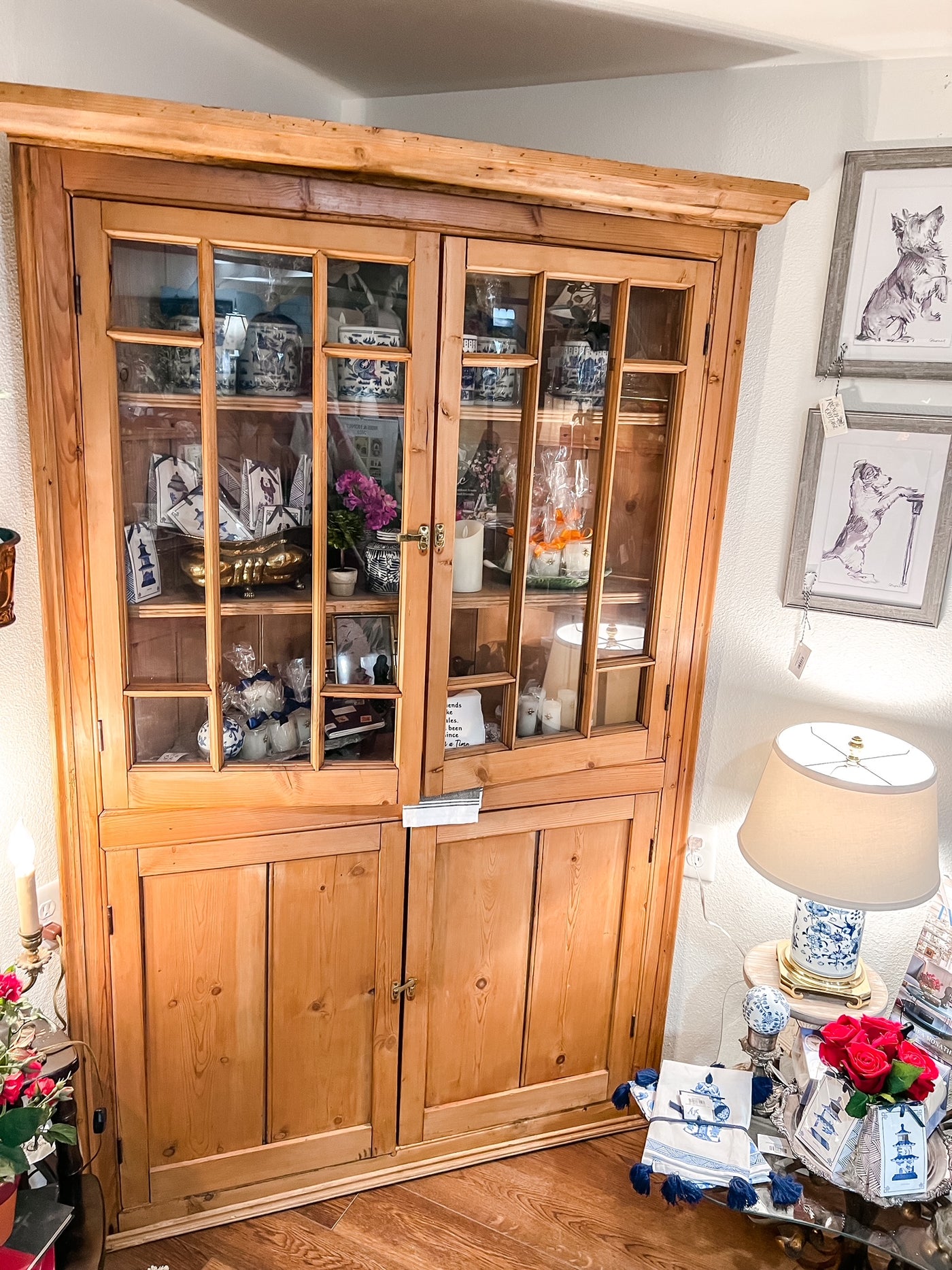 Antique English Pine Corner Cupboard