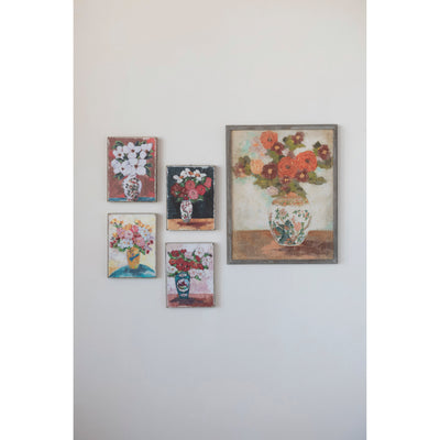 Canvas Wall Décor with Flowers in Vase, 4 Styles