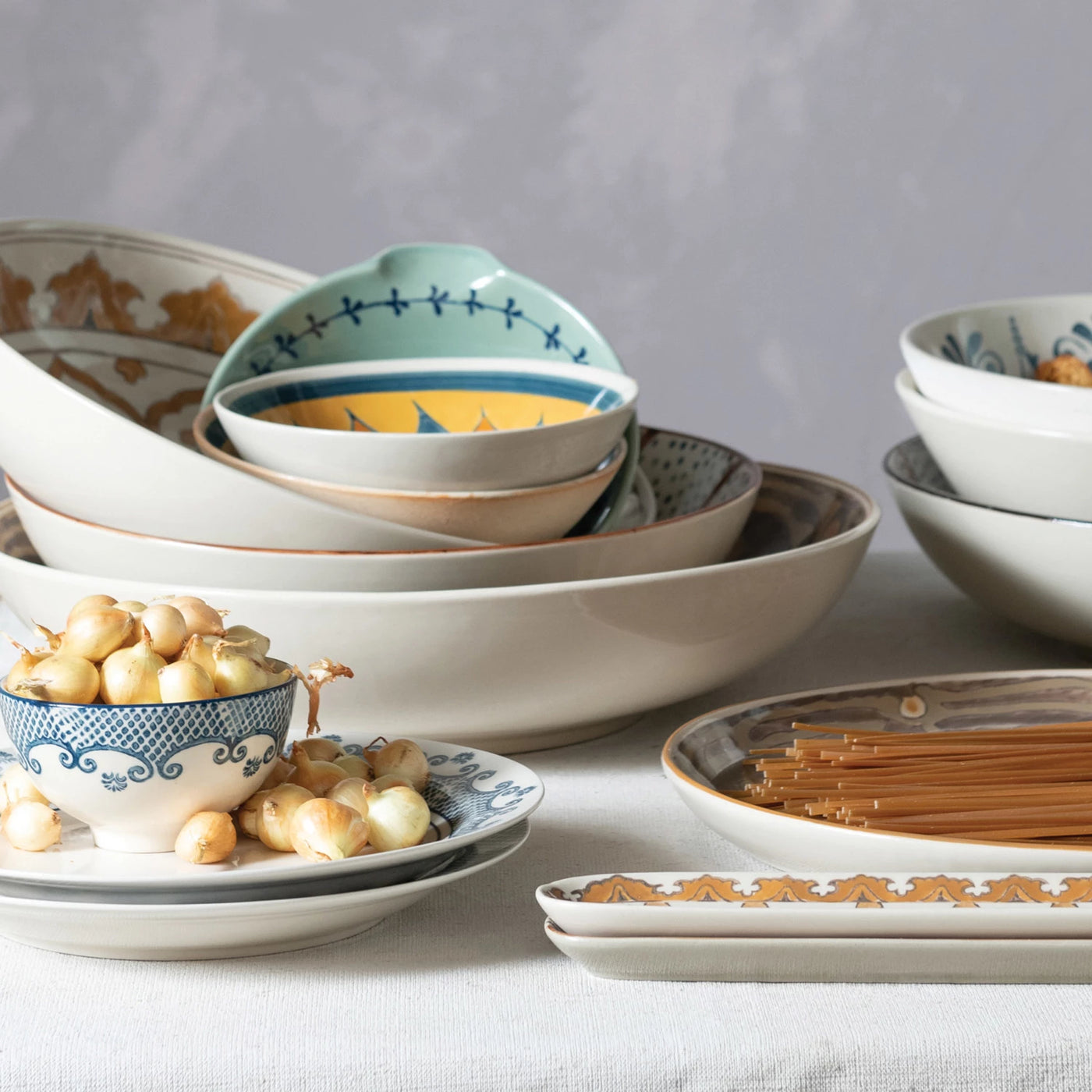 Hand-Stamped Stoneware Bowl w/ Pattern