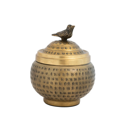 Decorative Hammered Container with Bird