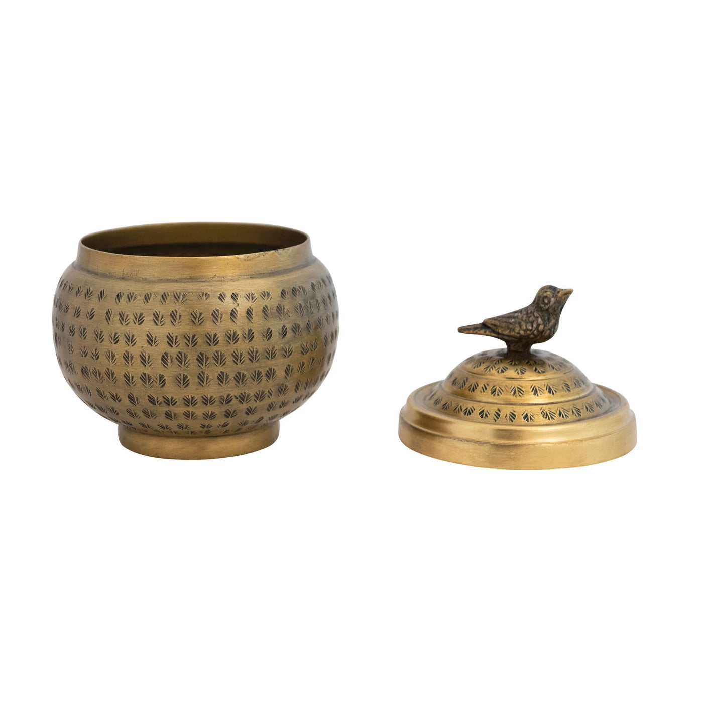 Decorative Hammered Container with Bird