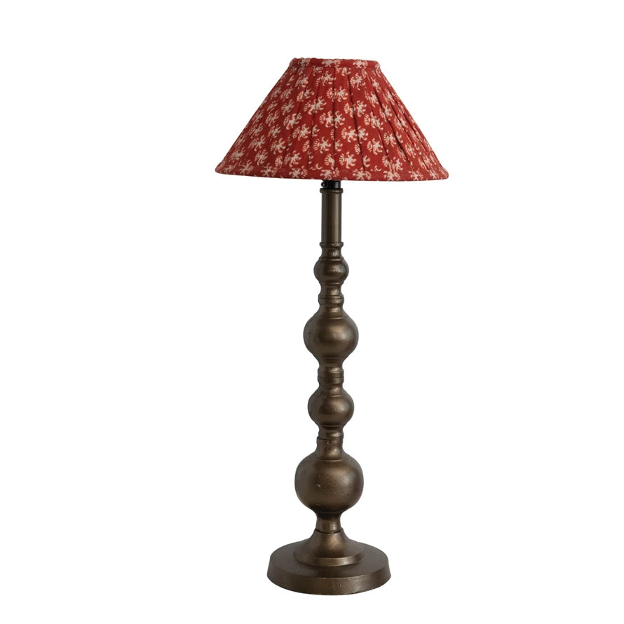 Metal Candlestick Lamp with Pleated Shade