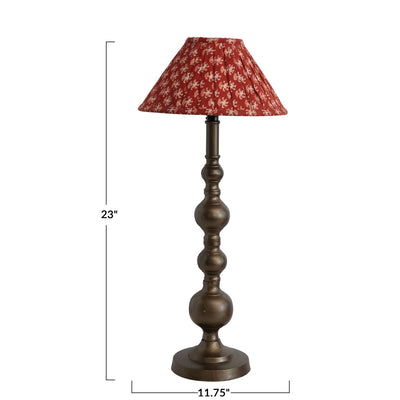 Metal Candlestick Lamp with Pleated Shade