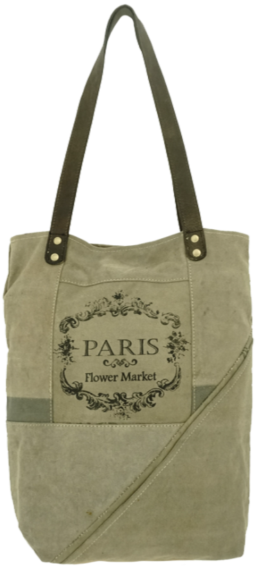 Paris Flower Market Recycled Military Tent Tote