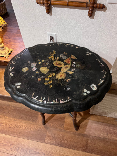 Antique Napoleon III Paper Mache Table with Mother of Pearl