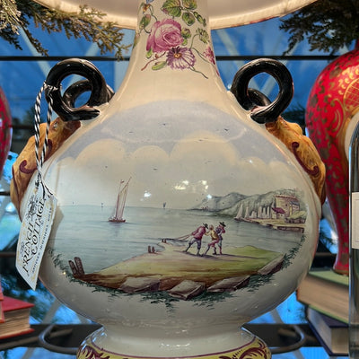 Antique Ceramic Lamp with Custom Shade