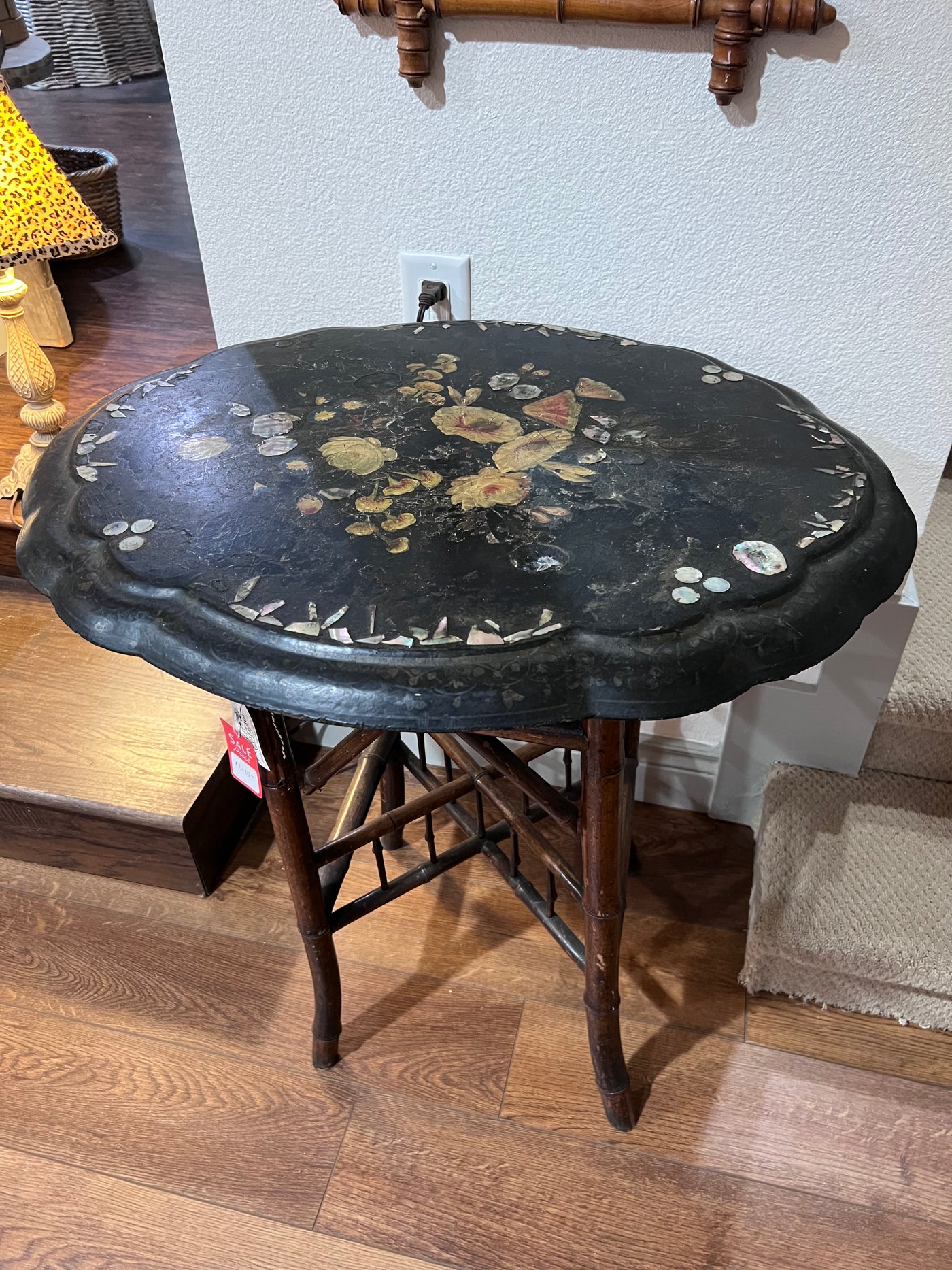 Antique Napoleon III Paper Mache Table with Mother of Pearl