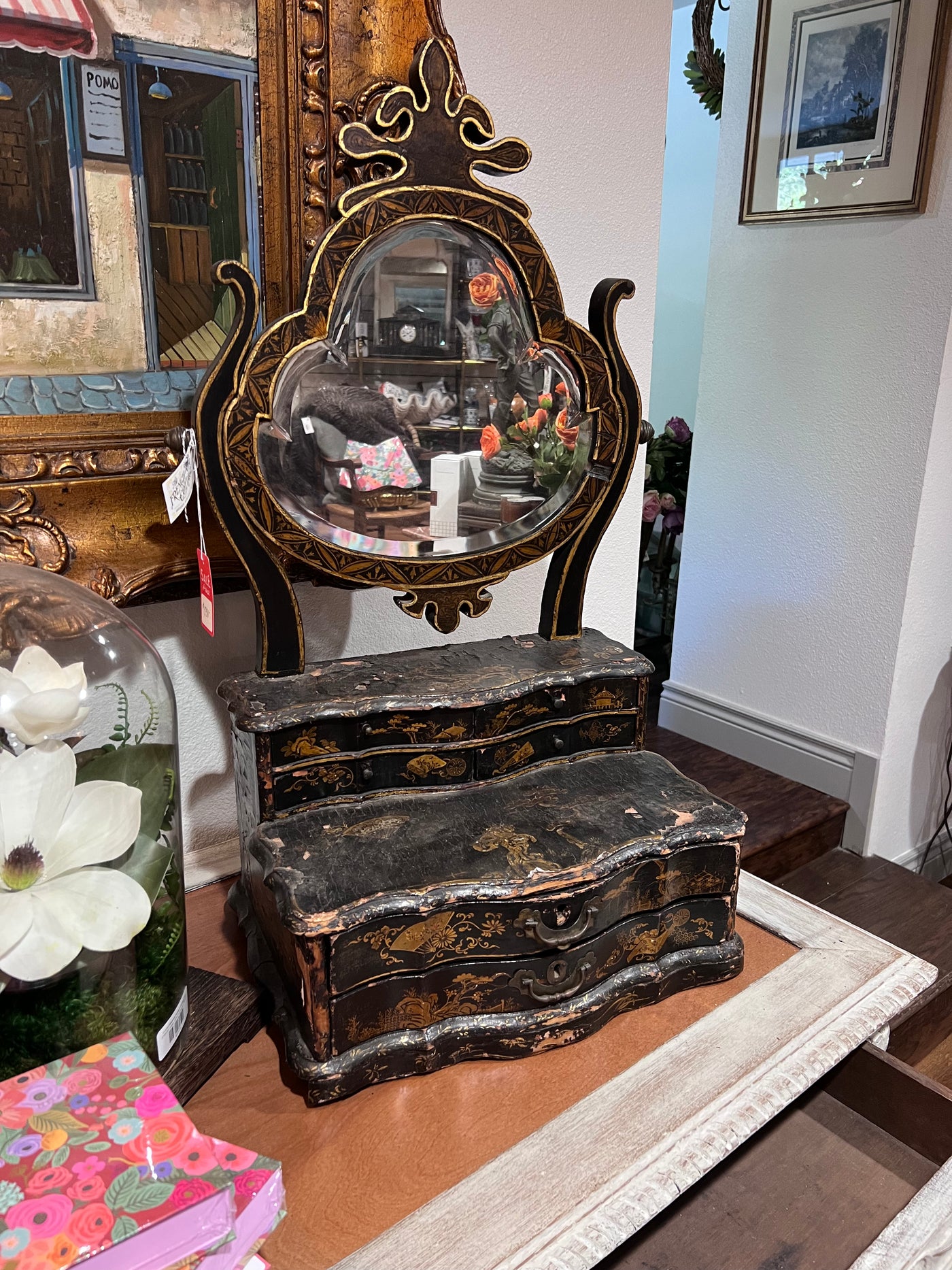 Antique Napoleon III Vanity with Mirror c. 1840