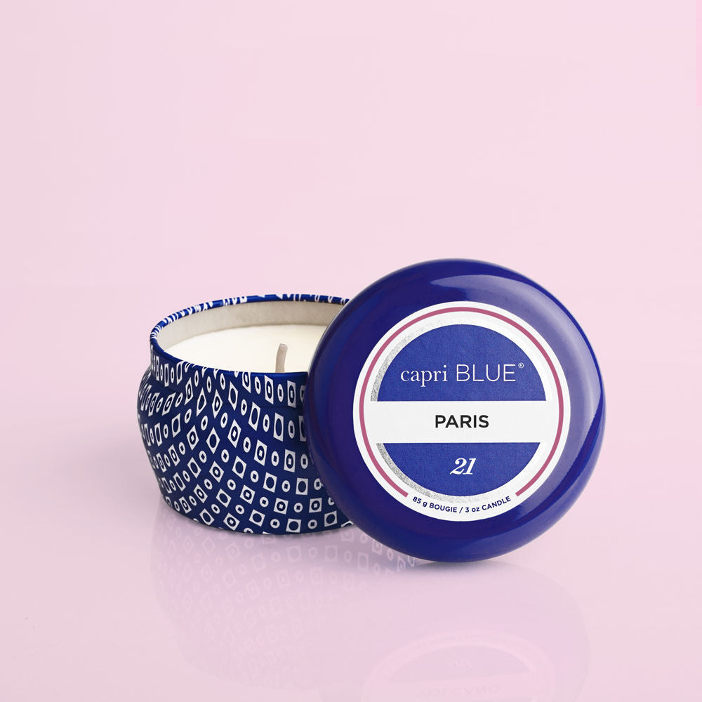Paris Mini Blue Tin Candle, 3 oz