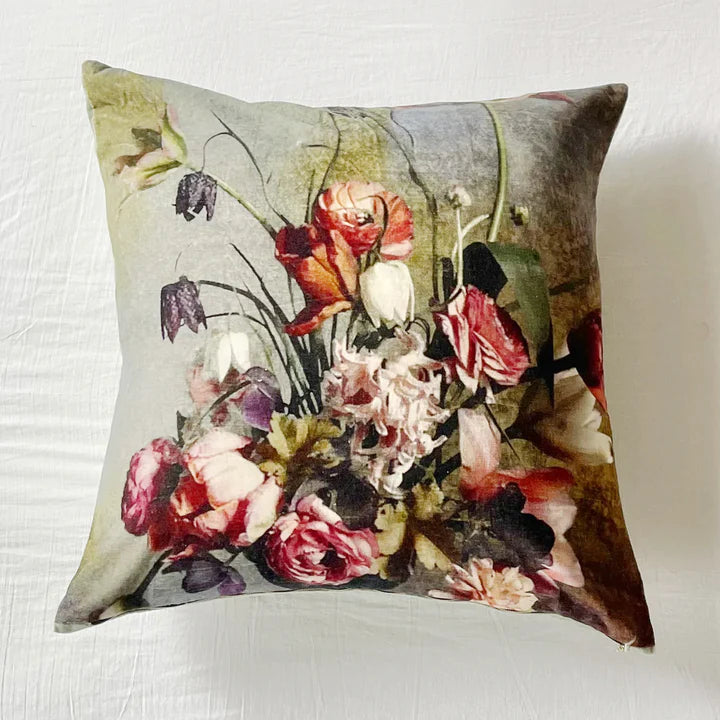 Velvet French Floral Pillow