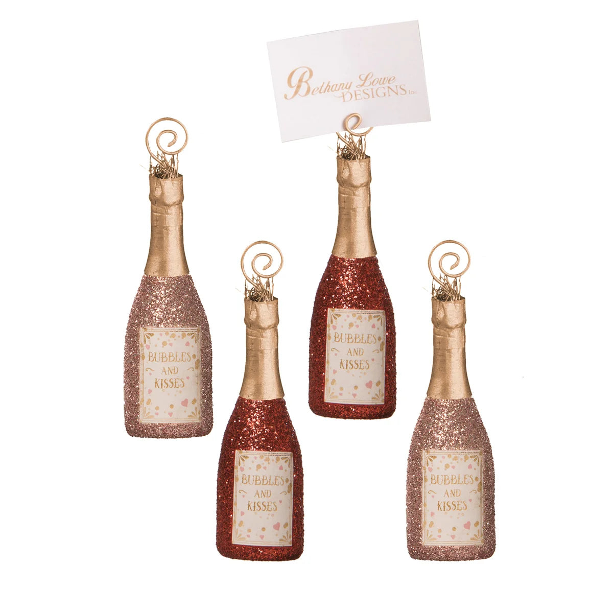 Bubbles and Kisses Champagne Place Card Holder / Ornament